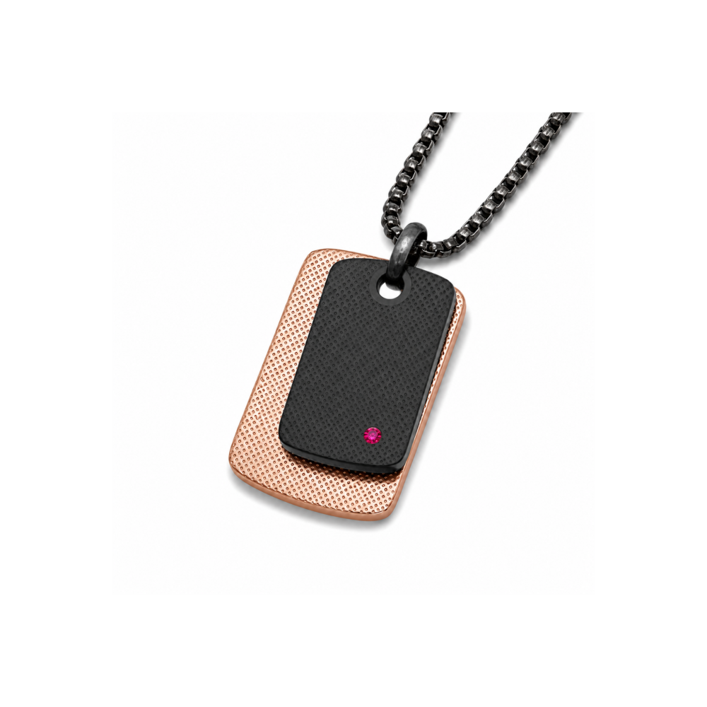 Colier din oțel negru PVD cu rubin natural (HO050-3C)