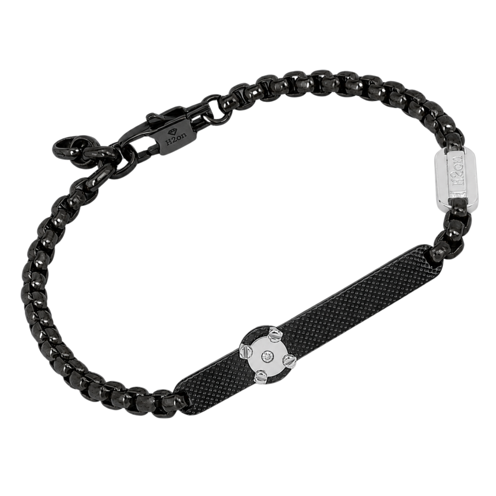 Brățară din oțel negru PVD cu diamant natural (HO050-6)
