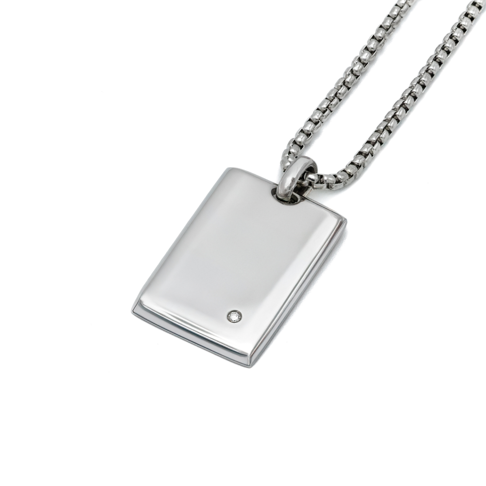 Pandantiv medalion din oțel cu diamant natural (HO050-ME)
