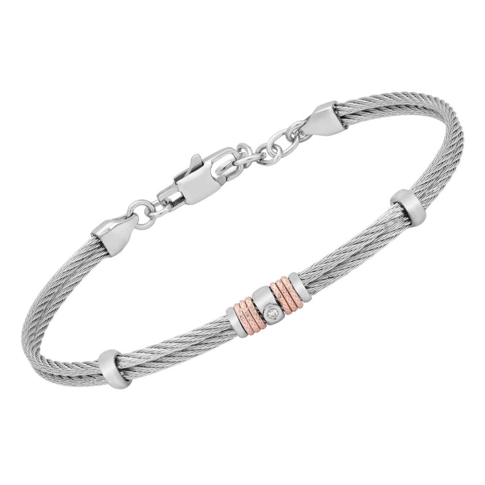 Brățară din oțel cu diamant natural 0,015 ct (HO052-40)