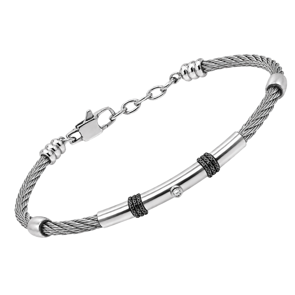 Brățară din oțel cu diamant natural 0,015 ct (HO052-50)