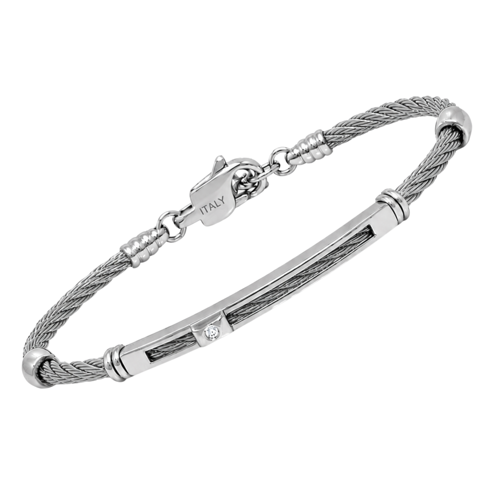 Brățară din oțel cu diamant natural 0,015 ct (HO052-60)